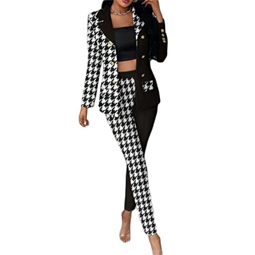 Godoboo Damen Business Anzug Set Hosenanzug Blazer Hose Damen Anzug Damenanzug Mode 2 Stück Set Zweiteiler Slimfit von Godoboo