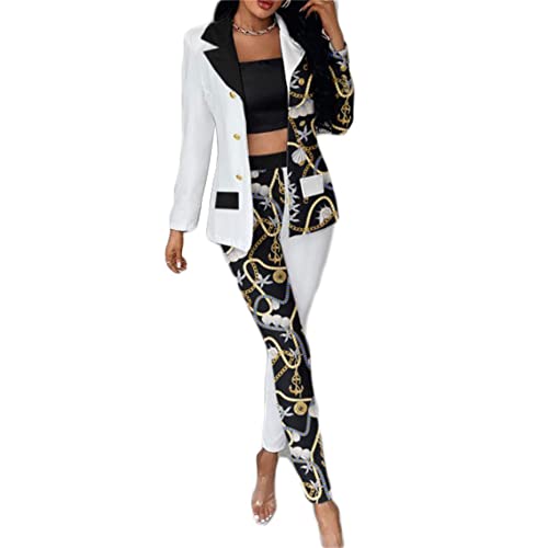 Godoboo Damen Business Anzug Set Hosenanzug Blazer Hose Zweiteiler Slimfit Streetwear Damen Anzug Damenanzug Mode 2 Stück Set von Godoboo