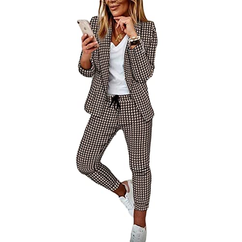 Godoboo Damen Business Anzug Set Hosenanzug Blazer Hose Zweiteiler Slimfit Streetwear Damen Anzug Damenanzug Mode 2 Stück Set von Godoboo