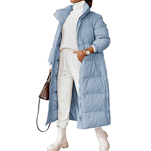 Godoboo Damen Daunenjacke Lang Pufferjacke Verdickter Kapuzenmantel Damen Winterjacke Casual Wintermantel Vegan mit Reißverschluss Mode von Godoboo