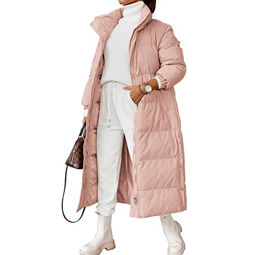 Godoboo Damen Daunenjacke Lang Pufferjacke Verdickter Kapuzenmantel Damen Winterjacke Casual Wintermantel Vegan mit Reißverschluss Mode von Godoboo