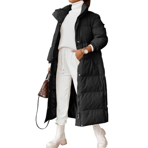 Godoboo Damen Daunenjacke Lang Pufferjacke Verdickter Kapuzenmantel Damen Winterjacke Casual Wintermantel Vegan mit Reißverschluss Mode von Godoboo