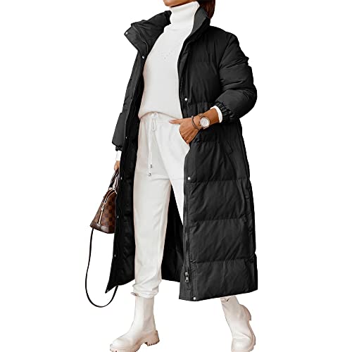 Godoboo Damen Daunenjacke Lang Pufferjacke Verdickter Kapuzenmantel Damen Winterjacke Casual Wintermantel Vegan mit Reißverschluss Mode von Godoboo