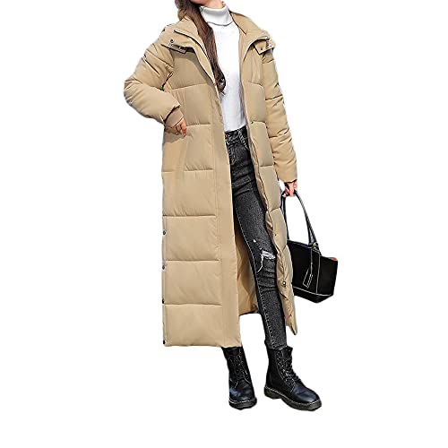 Godoboo Damen Daunenjacke Lang Pufferjacke Verdickter Kapuzenmantel Damen Winterjacke Casual Wintermantel Vegan mit Reißverschluss Mode von Godoboo