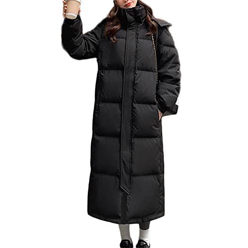 Godoboo Damen Daunenjacke Weiße Entendaune Verdickt Lang Mantel Daunenmantel mit Kapuze Casual Steppmantel Wintermantel Outdoorjacke Mantel mit Taschen von Godoboo