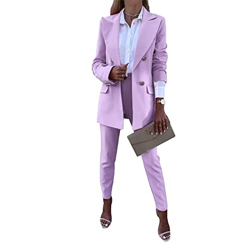 Godoboo Damen Business Anzug Damen Hosenanzug 2 Stück Set Blazer Hose Set Elegant Slimfit Streetwear Langarm Anzugjacke Anzughosen Zweiteiler Mode von Godoboo