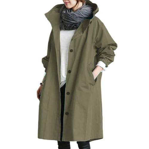 Godoboo Damen Frühling Herbst Mantel Wasserdicht Solide Windjacke Outdoor Jacken mit Kapuze Regenmantel Windjacke Regenmantel von Godoboo