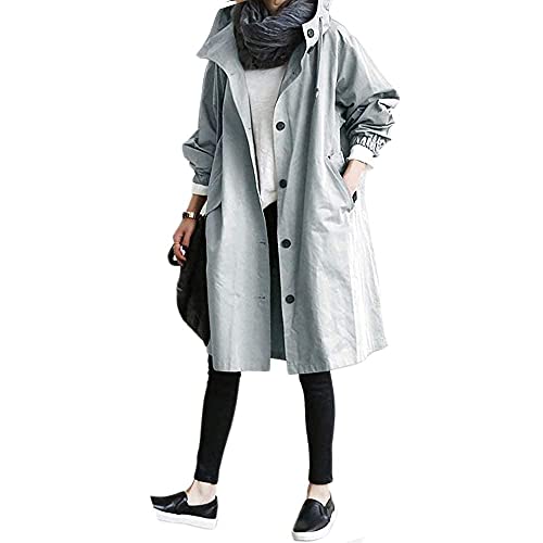 Godoboo Damen Frühling Herbst Mantel Wasserdicht Solide Windjacke Outdoor Jacken mit Kapuze Regenmantel Windjacke Regenmantel von Godoboo