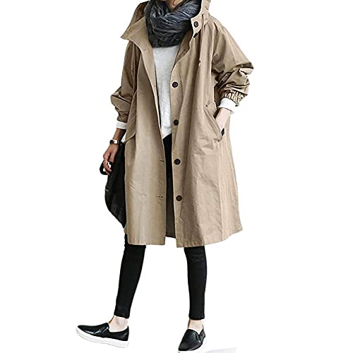 Godoboo Damen Frühling Herbst Mantel Wasserdicht Solide Windjacke Outdoor Jacken mit Kapuze Regenmantel Windjacke Regenmantel von Godoboo