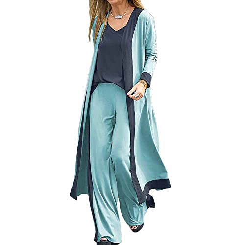 Godoboo Damen Hosenanzug 3 Teiliges Set Spitze Chiffon Shirt Und Hohe Hosenanzug Dreiteilig Hosenanzug Cocktail Party Spitzen Vintage Lange Hose Abendanzug Outfit von Godoboo