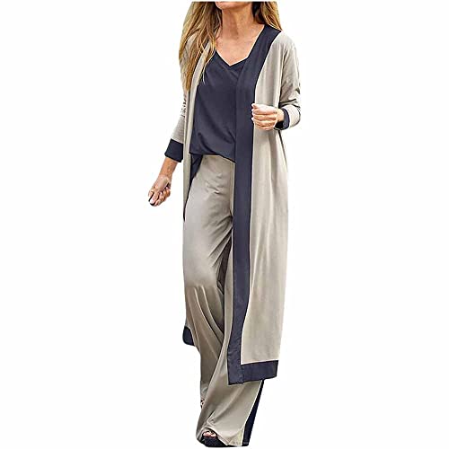 Godoboo Damen Hosenanzug 3 Teiliges Set Spitze Chiffon Shirt Und Hohe Hosenanzug Dreiteilig Hosenanzug Cocktail Party Spitzen Vintage Lange Hose Abendanzug Outfit von Godoboo