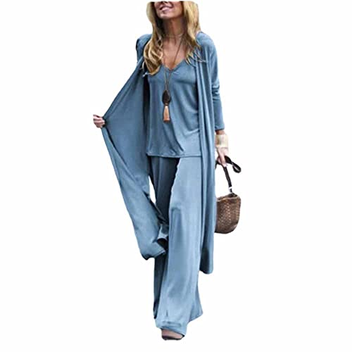 Godoboo Damen Hosenanzug 3 Teiliges Set Spitze Chiffon Shirt Und Hohe Hosenanzug Dreiteilig Hosenanzug Cocktail Party Spitzen Vintage Lange Hose Abendanzug Outfit von Godoboo