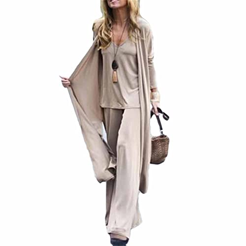 Godoboo Damen Hosenanzug 3 Teiliges Set Spitze Chiffon Shirt Und Hohe Hosenanzug Dreiteilig Hosenanzug Cocktail Party Spitzen Vintage Lange Hose Abendanzug Outfit von Godoboo