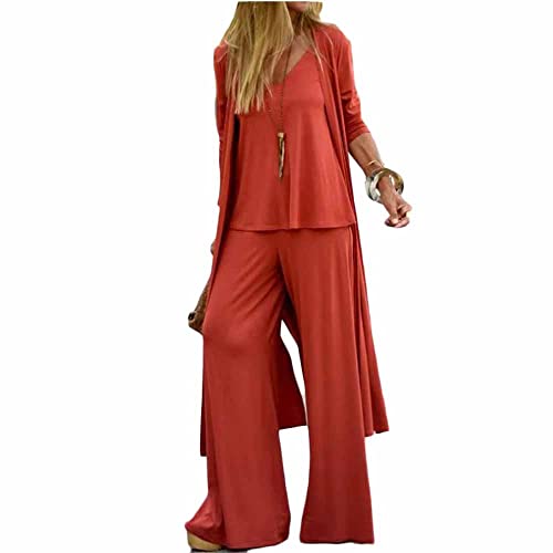 Godoboo Damen Hosenanzug 3 Teiliges Set Spitze Chiffon Shirt Und Hohe Hosenanzug Dreiteilig Hosenanzug Cocktail Party Spitzen Vintage Lange Hose Abendanzug Outfit von Godoboo