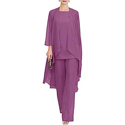 Godoboo Damen Hosenanzug Spitze Ärmellos Chiffon Set 3 Teiliges Set Spitze Chiffon Shirt Und Hohe Hosenanzug Dreiteilig Hosenanzug Cocktail Party Spitzen Vintage Lange Hose Abendanzug Outfit von Godoboo