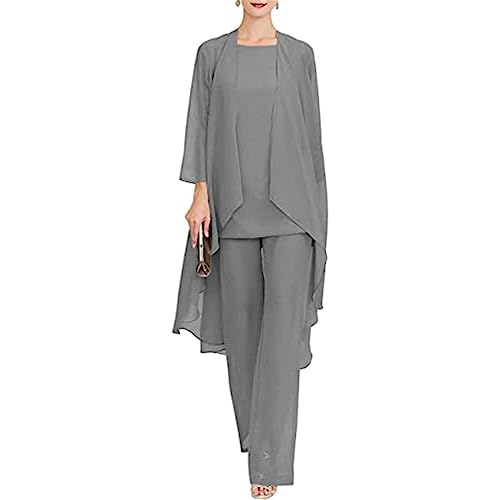 Godoboo Damen Hosenanzug Spitze Ärmellos Chiffon Set 3 Teiliges Set Spitze Chiffon Shirt Und Hohe Hosenanzug Dreiteilig Hosenanzug Cocktail Party Spitzen Vintage Lange Hose Abendanzug Outfit von Godoboo