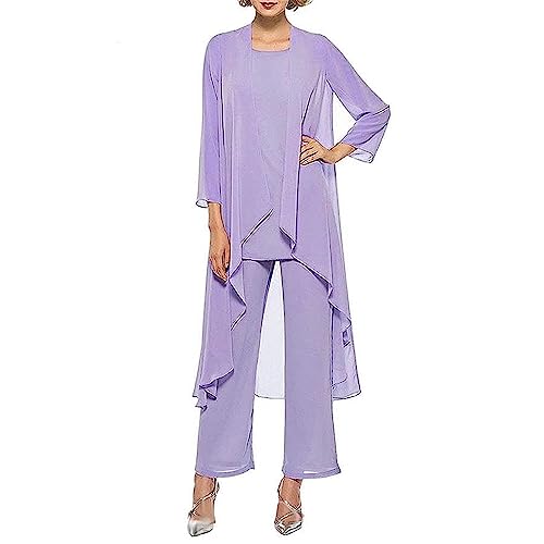 Godoboo Damen Hosenanzug Spitze Ärmellos Chiffon Set 3 Teiliges Set Spitze Chiffon Shirt Und Hohe Hosenanzug Dreiteilig Hosenanzug Cocktail Party Spitzen Vintage Lange Hose Abendanzug Outfit von Godoboo