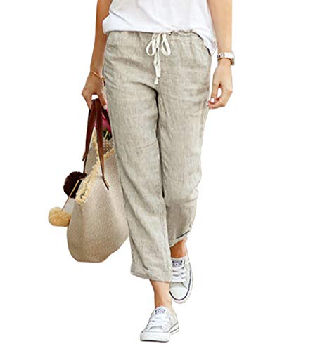 Godoboo Damen Jogginghose 7/8 Länge Leichte Sommerhose Strandhose Elegant Haremshose Einfarbig Sporthose Sweathose Casual Lange Freizeithose mit Tunnelzug Elastisch Bund von Godoboo