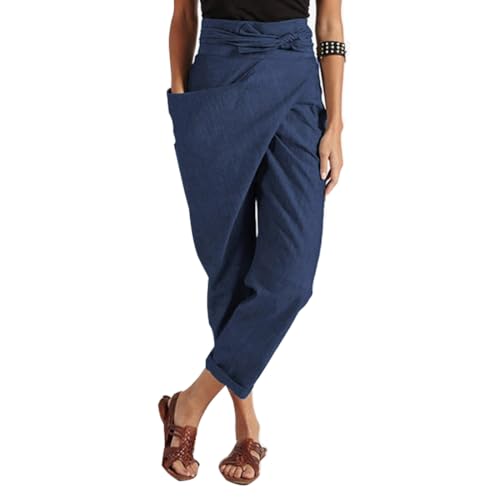 Godoboo Damen Jogginghose 7/8 Strand Hose Haremshose Baggy Casual Haremshose Lange Hose Pumphose Elegant Hose mit Weitem Bein von Godoboo