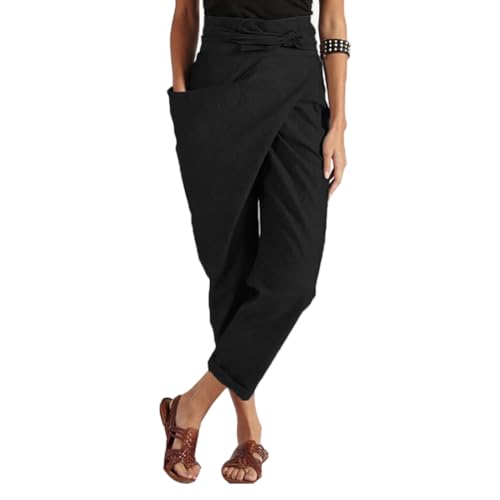 Godoboo Damen Jogginghose 7/8 Strand Hose Haremshose Baggy Casual Haremshose Lange Hose Pumphose Elegant Hose mit Weitem Bein von Godoboo