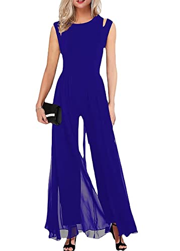 Godoboo Damen Jumpsuit Sommer Overall Elegant Hosenanzug Playsuit Weites Bein Romper Oversize Strampler Spielanzug Ärmellos Lose Overall von Godoboo