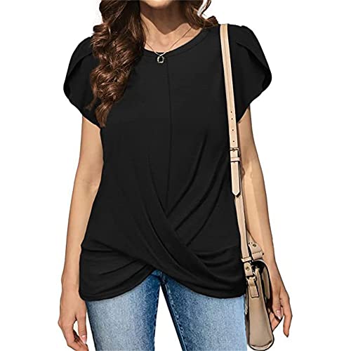 Godoboo Damen Kurzarm T-Shirt Lose Shirts Sommer Shirts Oberteil Top Elegant Tshirt Casual Shirts Oberteile Einfarbiges Oversized Mode T-Shirt von Godoboo