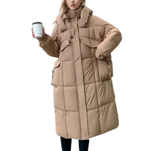 Godoboo Damen Lang Warm Daunenmantel Wintermantel Winter Daunenjacke Casual Daunenjacke mit Kapuze Casual Wintermantel Winter Jacken Outdoorjacke von Godoboo