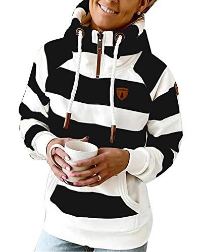 Godoboo Damen Lange Ärmel Hoodie Frauen Kapuzenpullover Gestreift Pullover Damen Kapuzenpullover Sport Casual Damen Pullover Kapuzenpullover Pulli Godoboo Damen Lange Ärmel Hoodie Frauen Kapuzenpullover Gestreift Pullover Damen Kapuzenpullover Sport Casual Damen Pullover Kapuzenpullover Pulli von Godoboo