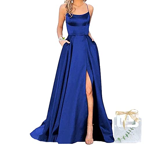 Godoboo Damen Lange Ballkleider Off Shoulder Sexy Backless Abend Prom Kleider Partykleid A-Linie Abendkleider Schlitz Festkleider Einfarbig Elegant mit Geschenktüten und Hochzeit Handgelenk Blumen von Godoboo