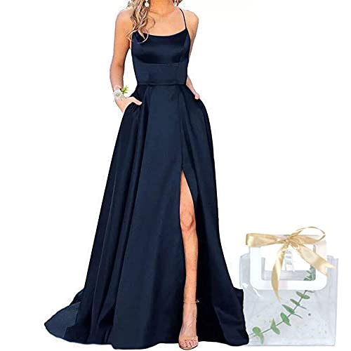 Godoboo Damen Lange Ballkleider Off Shoulder Sexy Backless Abend Prom Kleider Partykleid A-Linie Abendkleider Schlitz Festkleider Einfarbig Elegant mit Geschenktüten und Hochzeit Handgelenk Blumen von Godoboo