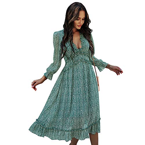 Godoboo Damen Lange Kleid Sommerkleider Böhmisch Kleider Maxi Sommerkleid Damen V-Ausschnitt Langarm Kleider Strandkleid Blumenkleid Godoboo Damen Lange Kleid Sommerkleider Böhmisch Kleider Maxi Sommerkleid Damen V-Ausschnitt Langarm Kleider Strandkleid Blumenkleid von Godoboo