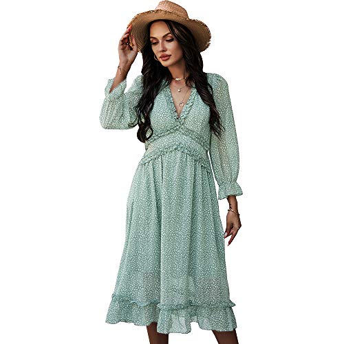 Godoboo Damen Lange Kleid Sommerkleider Böhmisch Kleider Maxi Sommerkleid Damen V-Ausschnitt Langarm Kleider Strandkleid Blumenkleid Godoboo Damen Lange Kleid Sommerkleider Böhmisch Kleider Maxi Sommerkleid Damen V-Ausschnitt Langarm Kleider Strandkleid Blumenkleid von Godoboo