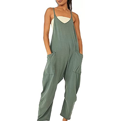 Godoboo Damen Latzhose Loose Fit Baggy Jumpsuit Ärmellos Overall Strampler Jumpsuit Damen Overall Rompers Wide Leg Playsuit mit Tasche Sommer Feder Loose von Godoboo