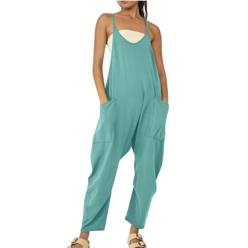 Godoboo Damen Latzhose Loose Fit Baggy Jumpsuit Ärmellos Overall Strampler Overall Rompers Wide Leg Playsuit mit Tasche Sommer Feder von Godoboo