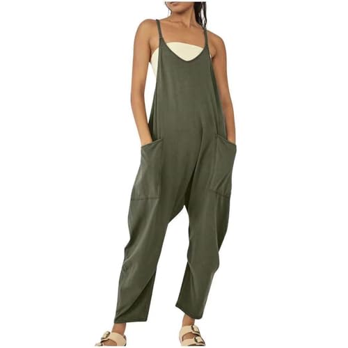 Godoboo Damen Latzhose Loose Fit Baggy Jumpsuit Ärmellos Overall Strampler Overall Rompers Wide Leg Playsuit mit Tasche Sommer Feder von Godoboo