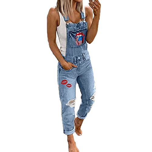 Godoboo Damen Latzhosen Denim Jumpsuit Slim Jeanslatzhose Overall Jumpsuit Playsuit Jeans Hosenanzug Damen Jeanslatzhose von Godoboo