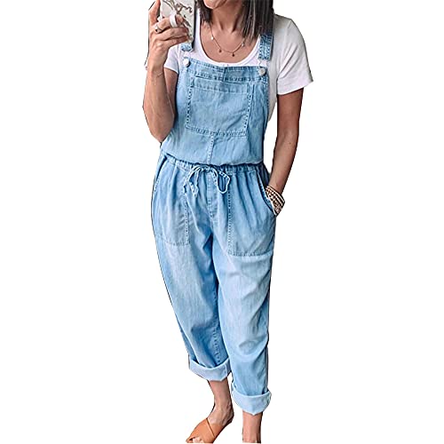 Godoboo Damen Latzhosen Denim Jumpsuit Slim Jeanslatzhose Overall Jumpsuit Playsuit Jeans Hosenanzug Damen Jeanslatzhose von Godoboo