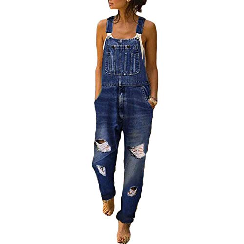 Godoboo Damen Latzhosen Denim Jumpsuit Slim Jeanslatzhose Overall Jumpsuit Playsuit Jeans Hosenanzug Damen Jeanslatzhose von Godoboo