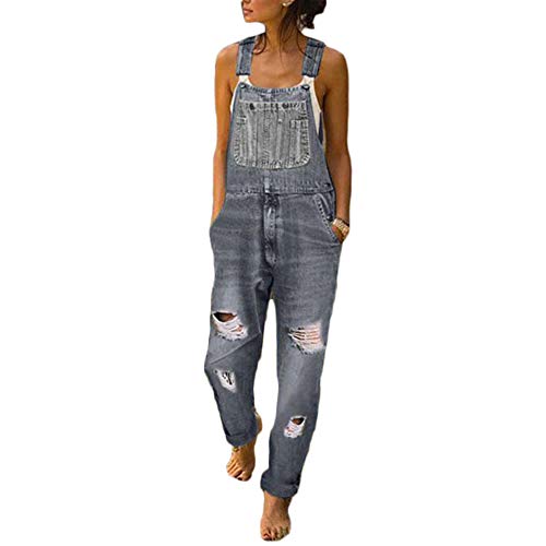 Godoboo Damen Latzhosen Denim Jumpsuit Slim Jeanslatzhose Overall Jumpsuit Playsuit Jeans Hosenanzug Damen Jeanslatzhose von Godoboo