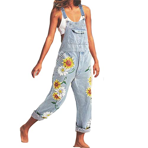 Godoboo Damen Latzhosen Denim Jumpsuit Slim Jeanslatzhose Overall Jumpsuit Playsuit Jeans Hosenanzug Damen Jeanslatzhose von Godoboo