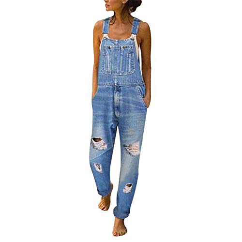 Godoboo Damen Latzhosen Denim Jumpsuit Slim Jeanslatzhose Overall Jumpsuit Playsuit Jeans Hosenanzug Damen Jeanslatzhose von Godoboo