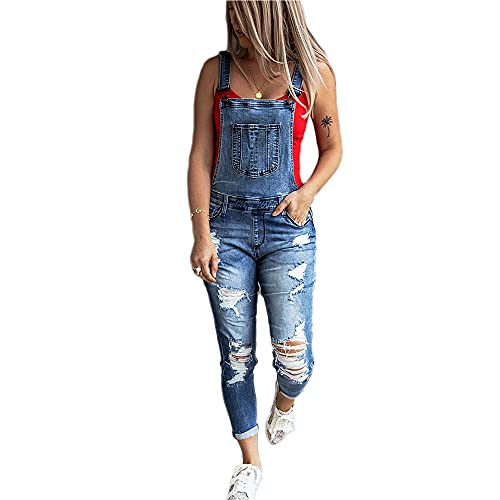 Godoboo Damen Latzhosen Denim Jumpsuit Slim Jeanslatzhose Overall Jumpsuit Playsuit Jeans Hosenanzug Damen Jeanslatzhose von Godoboo