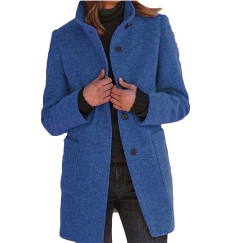 Godoboo Damen Mantel Lang Wollmantel Warme Schlanke Knöpfe Warm Übergangsmantel Wintermantel Herbst Winter Jacke Parka Outwear von Godoboo
