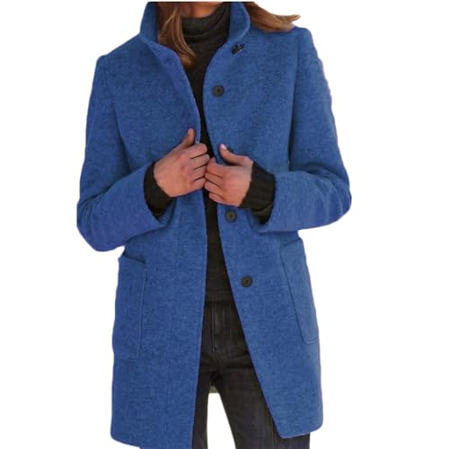 Godoboo Damen Mantel Lang Wollmantel Warme Schlanke Knöpfe Mantel Warm Übergangsmantel Wintermantel Herbst Winter Jacke Parka Outwear Mantel von Godoboo