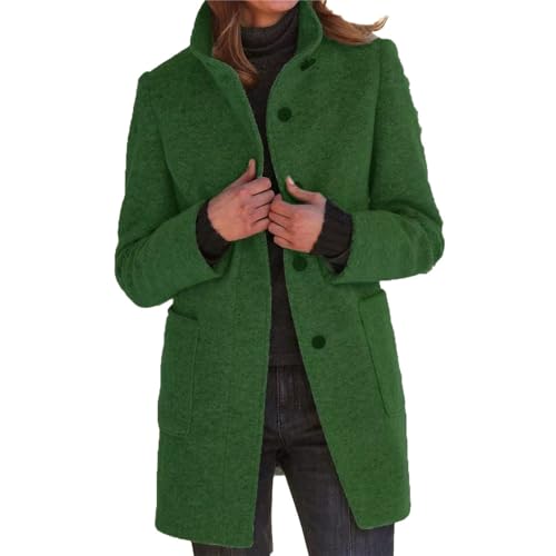 Godoboo Damen Mantel Lang Wollmantel Warme Schlanke Knöpfe Warm Übergangsmantel Wintermantel Herbst Winter Jacke Parka Outwear von Godoboo