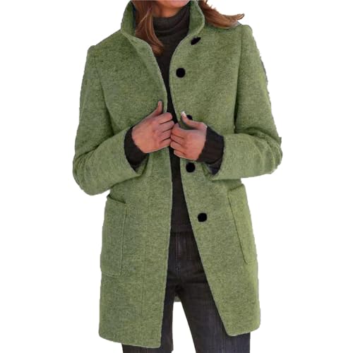 Godoboo Damen Mantel Lang Wollmantel Warme Schlanke Knöpfe Warm Übergangsmantel Wintermantel Herbst Winter Jacke Parka Outwear von Godoboo