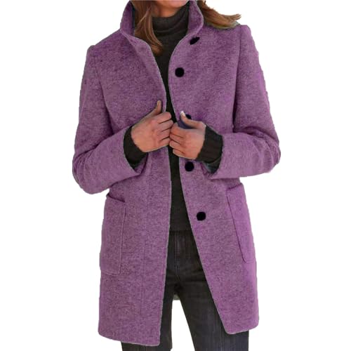Godoboo Damen Mantel Lang Wollmantel Warme Schlanke Knöpfe Warm Übergangsmantel Wintermantel Herbst Winter Jacke Parka Outwear von Godoboo