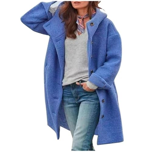 Godoboo Damen Mantel Lang Wollmantel Warme Schlanke Knöpfe Warm Übergangsmantel Wintermantel Herbst Winter Jacke Parka Outwear von Godoboo
