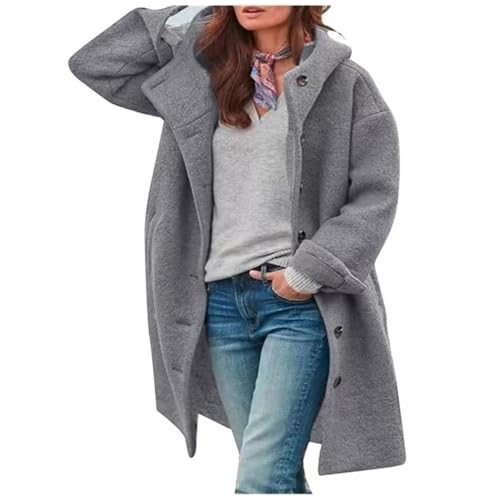 Godoboo Damen Mantel Lang Wollmantel Warme Schlanke Knöpfe Warm Übergangsmantel Wintermantel Herbst Winter Jacke Parka Outwear von Godoboo