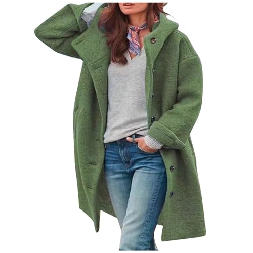 Godoboo Damen Mantel Lang Wollmantel Warme Schlanke Knöpfe Mantel Warm Übergangsmantel Wintermantel Herbst Winter Jacke Parka Outwear Mantel von Godoboo